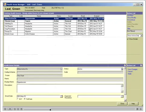 Figure 3 Existing health issues off of a test patient from the seamless transfer-of-care tool.