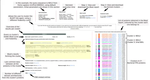 Fig. 2 Illustrative explanation of the result’s layout after the execution of the CABRA web tool
