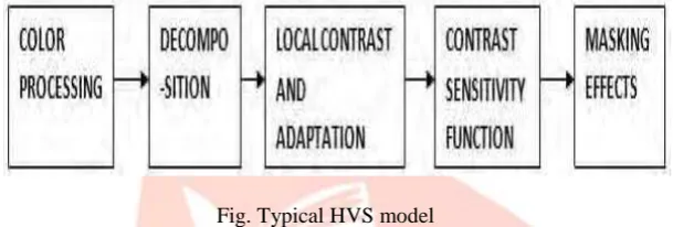 Fig. Typical HVS model In the first step of the processing chain, the image is transformed into one acromatic and two chromatic channels