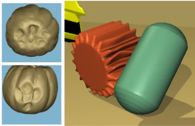 Figure 1.9: Simulation of Heterogeneous Materials and Examples of Detailed Deformations.