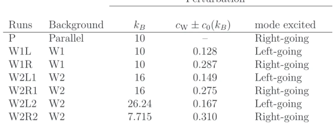 Table 4.2: Summary of runs performed with corresponding perturbation parameters.