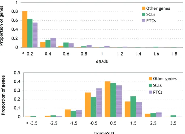 Figure  2.6  -  The  dN/dS  ratios  for  genes  harboring  SCPs  are  higher  than  typical genes