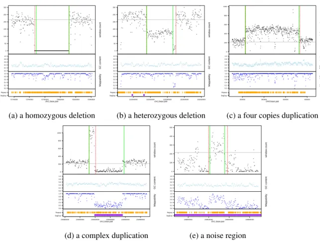 Figure 2.2: Example high-confidence CNVs predicted by GENSENG: NA12878 HTS