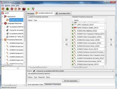 Figure 2: Summarization Application in the GATE GUI.