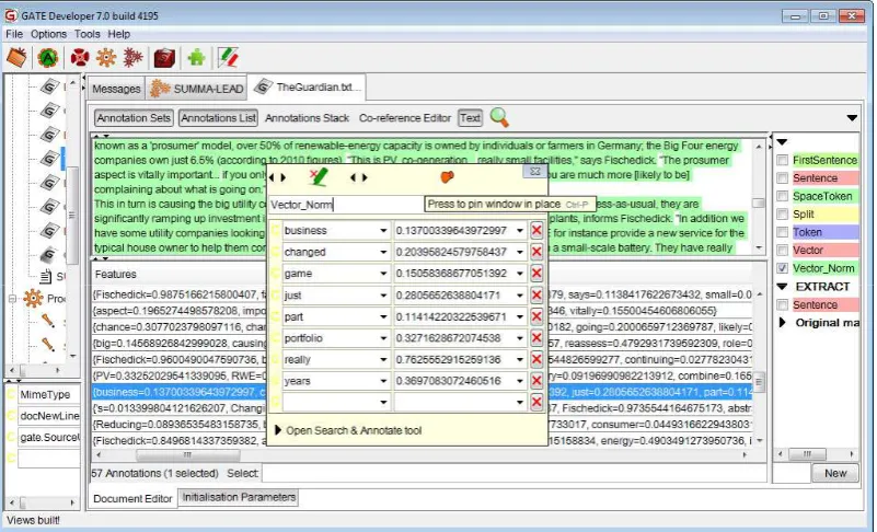 Figure 3: Vectors in a Document Processed by SUMMA.