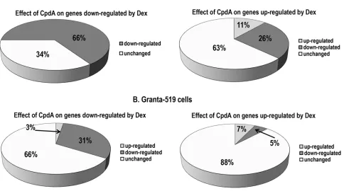 Figure 2: Global CpdA effect on the expression of glucocorticoid-responsive genes in epithelial and lymphoid cells
