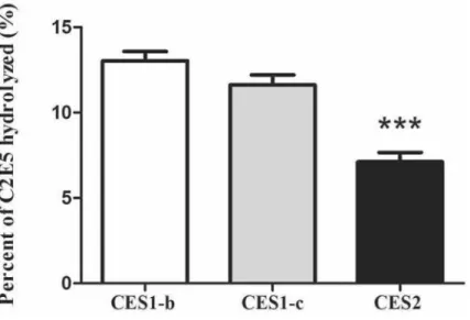 Figure 5. C2E5 Hydrolysis by CES1-b, CES1-c and CES2