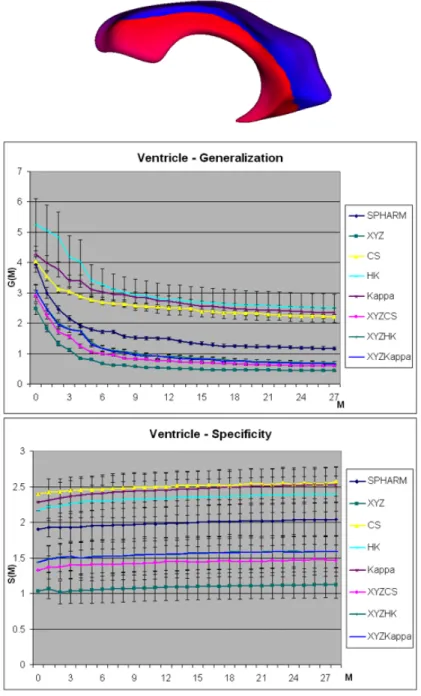 Figure 3.6: Top, the shape and SPHARM parameterization of a typical lateral ven- ven-tricle surface