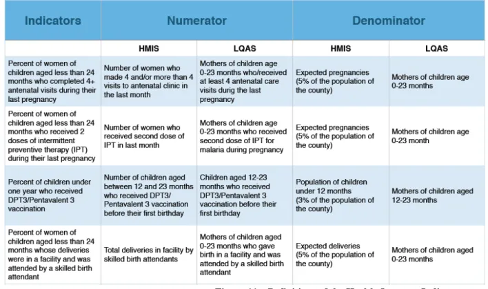Figure 11 – Definitions of the Health Outcome Indicators  