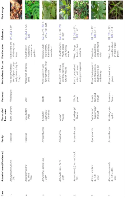 Table 3 List of plants used for malaria treatment in the study region