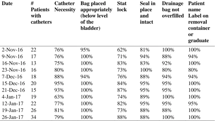 Table 2: Post-intervention CAUTI rounding documentation 