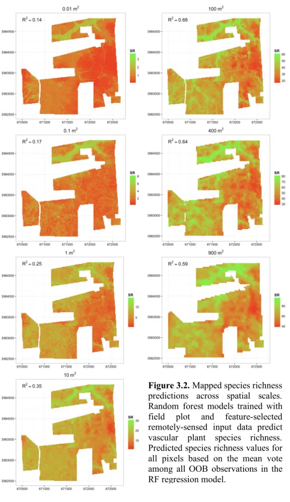 Figure 3.2. Mapped species richness  predictions  across  spatial  scales. 