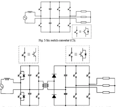 Fig. 6 Single-phase to three-phase bidirectional converter with six switches and a diode leg (C7)