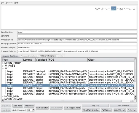 Figure 1. Wildcard annotation in the Egyptian Arabic morphological annotation tool  