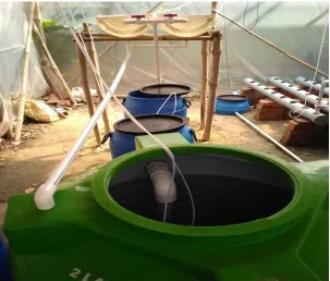 Fig. 4 is the building system of floating raft aquaponics system 