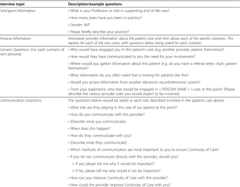 Table 1 Structure and example questions used for the provider interviews