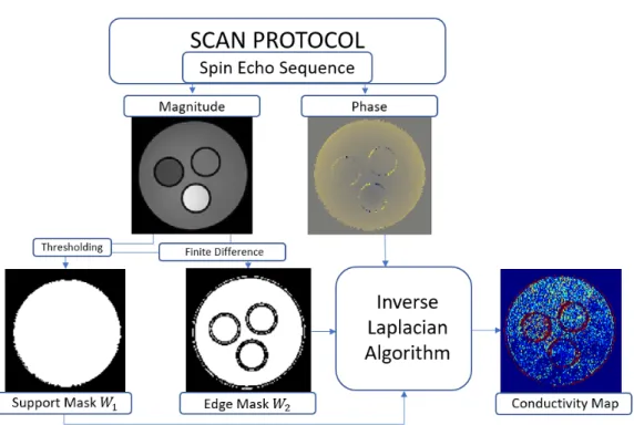 Figure 3.1: Reconstruction process from the data acquisition to conductivity map reconstruction