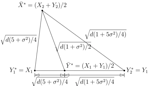 Figure 4: Plane generated by a particular permutation realization of X 1 , X 2 , Y 1 , and Y 2 