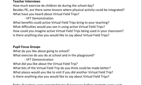 Fig. 1 Teacher interview and pupil focus group questions