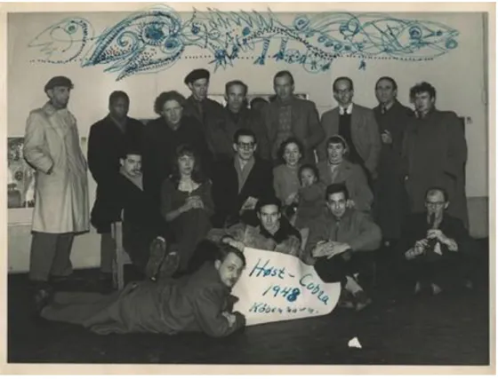 Figure 3: CoBrA members during the exhibition Høst, Copenhagen, November-December 1948