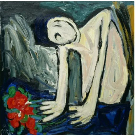 Figure 5: Karel APPEL, Le chagrin, 1982, oil on canvas, 191 x 191 cm, Musée d’Art Moderne et d’Art  Contemporain, Nice, inv.: 988.2.1.
