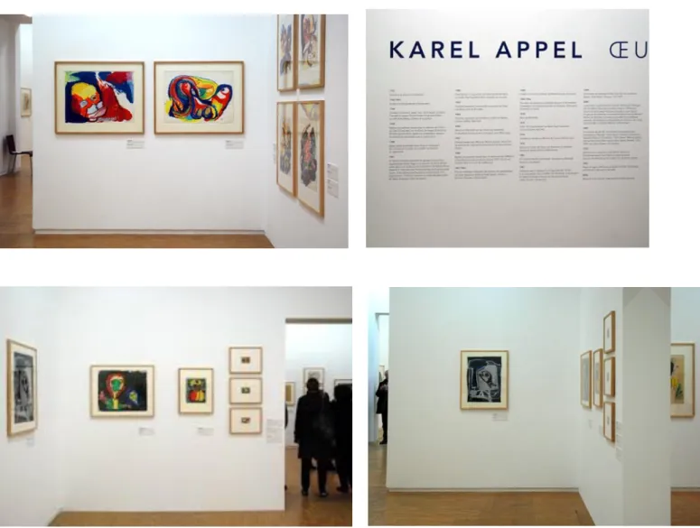 Figure 11: Pictures from the exhibition Karel Appel: works on paper at the Centre Pompidou, Galerie  d’Art Graphique, Paris