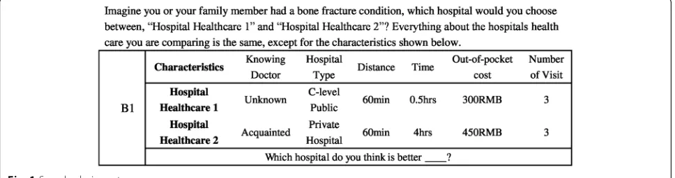 Fig. 1 Sample choice set