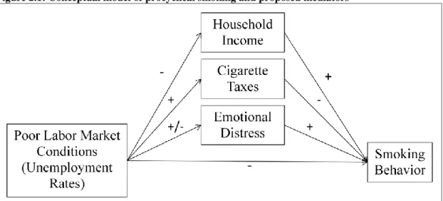 Figure 2.1: Conceptual model of procyclical smoking and proposed mediators 