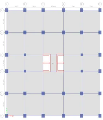 Figure 6.  3D view showing shear wall location for Structure 3 