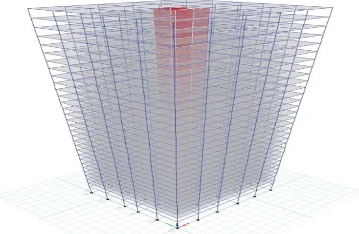 Figure 10.  3D view showing shear wall location for Structure 5