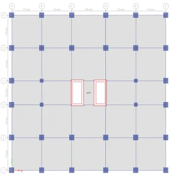 Figure 2.  3D view showing shear wall location for Structure 1 
