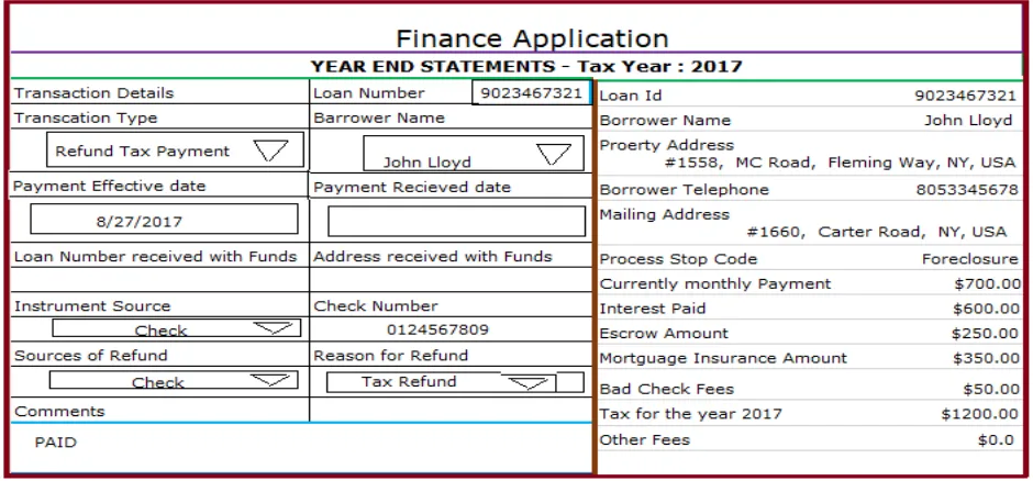 Fig -5: Application screen with tax for the year 2017 