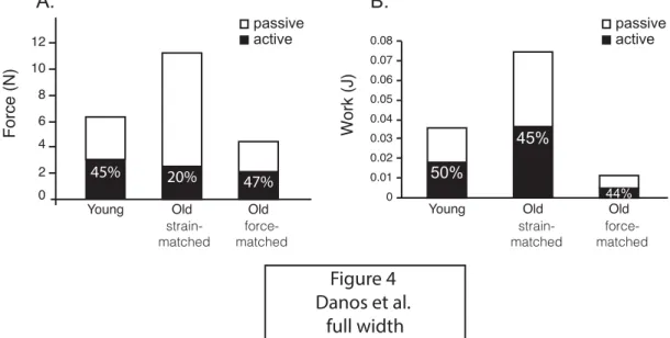 Figure 4  Danos et al.  full width00.010.020.030.040.050.060.070.08Work (J) passiveactivepassiveactive121086420Force (N)B.A.Old47%force-matchedstrain- matchedOld20%force-matchedstrain- matchedYoung45%Old45%Old44%Young50%