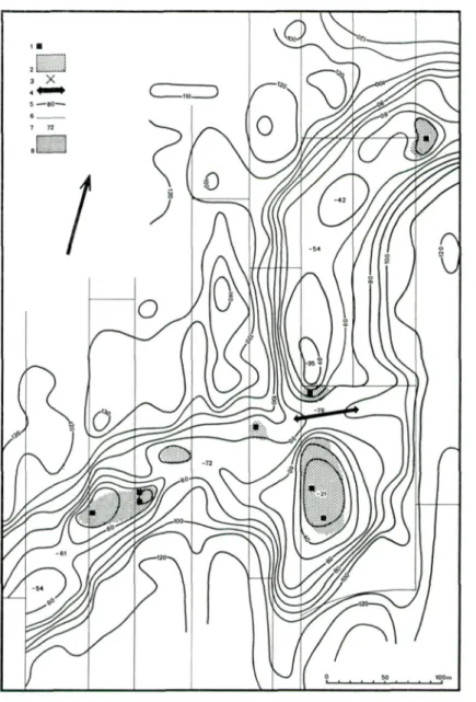 Fig. 27. Contour map of a part of the Schoonrewoerd stream ridge with the break-through channel  at Ottoland-De Put