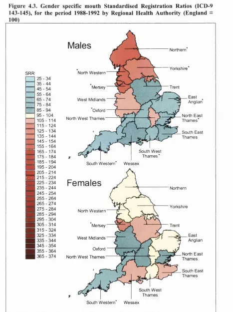 Figure 4.3. Gender specific mouth Standardised Registration Ratios (ICD-9 