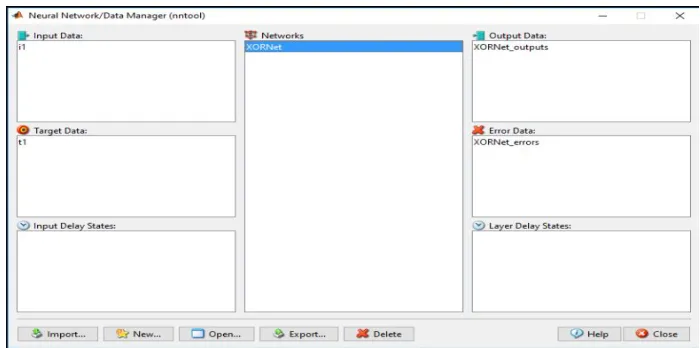Figure 2: Creating neural network using nntool 