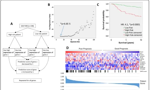 Figure 1 Identification of prognostic gene signatures using PIMS. A) Summary of PIMS algorithm