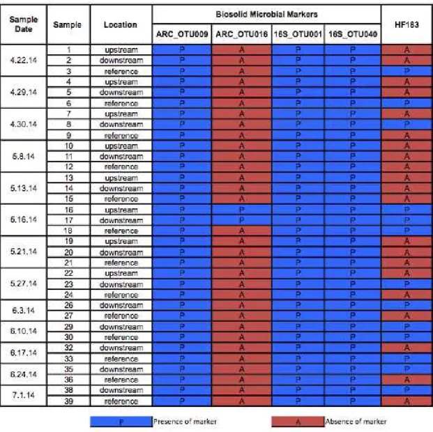 Table 18. Surface Water Samples Collected from a Creek Adjacent to Biosolid Land  Application Sites (Upstream and Downstream) and a Creek (Reference) That is  Nearby but Not Subject to Land Application of Biosolids  