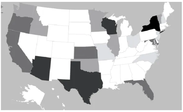Figure 5.  Map of Total Study Participants, by State  