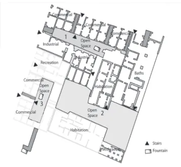 Fig. 2. Diversity of land-uses and functional spaces within  insula IV ii.