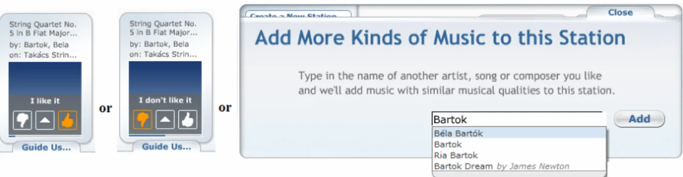 Figure 1.3: “Tuning” a Pandora Station 