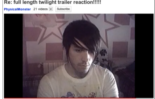 Figure 3.2: A vlogger captures his (lack of) reaction to the preview trailer for  the film Twilight