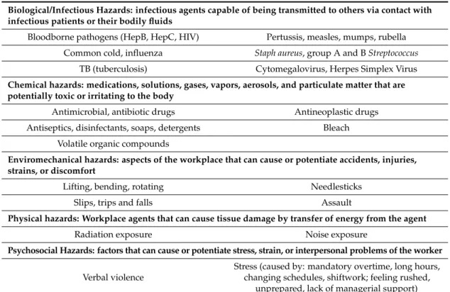 Table 6. Examples of hazards faced by nursing assistants in a focused review of the literature.