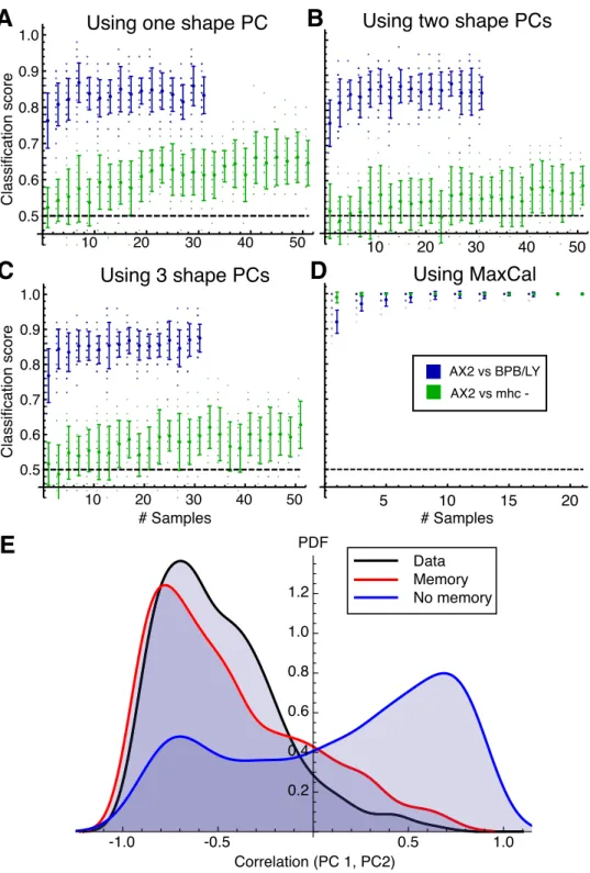Figure 5.  Discriminators trained on MaxCal behavioral descriptors perform better than shape alone