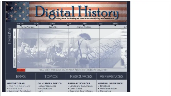 Figure 1. The “front page” of Digital History:  Using new technologies to enhance  teaching and research textbook 