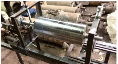 Fig 1: Workpiece mounted on clamps 