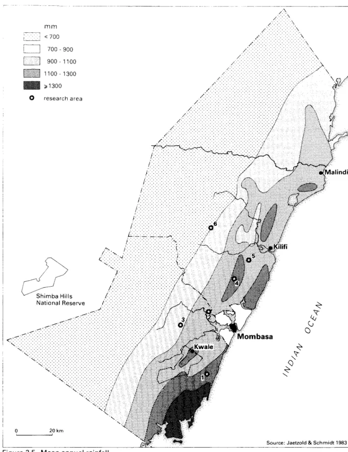 Figure  3.5  Mean annual  rainfall 