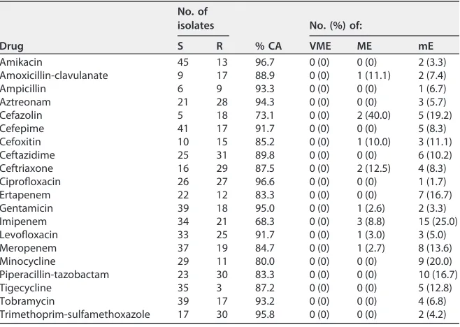 TABLE 2 Performance of direct-from-blood-culture disk diffusion method at 18 h