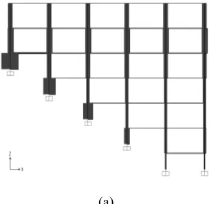 Fig 12. Variation of column shear along the height of the building due to excitation along X-direction: (a) Type A; (b) Type B; (c) Type C; (d) Type D configuration 
