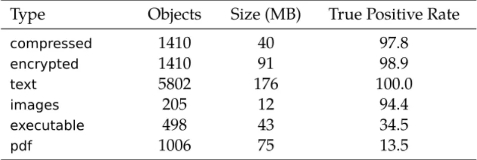 Table 2.1: File Type Analysis